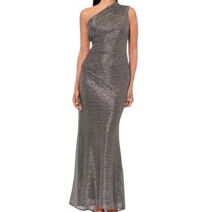 Betsy & Adam Metallic One-Shoulder Sleeveless Gown .. Size ..10
